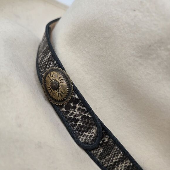 Vintage Wool Hat Mens M Cream Southwestern Cowboy Fedora Felted Conch Union - Picture 4 of 9